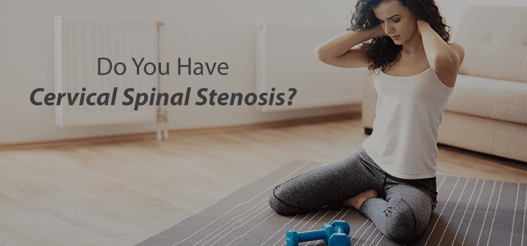 Woman with cervical spinal stenosis on exercise mat