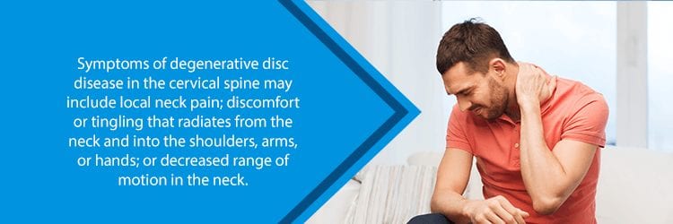 man with pain from cervical degenerative disc disease