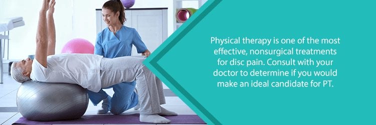 man undergoing physical therapy for disc pain