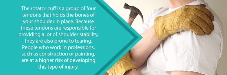 construction worker who needs shoulder arthroscopy for rotator cuff tear