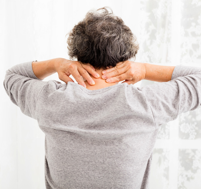 senior woman with neck pain